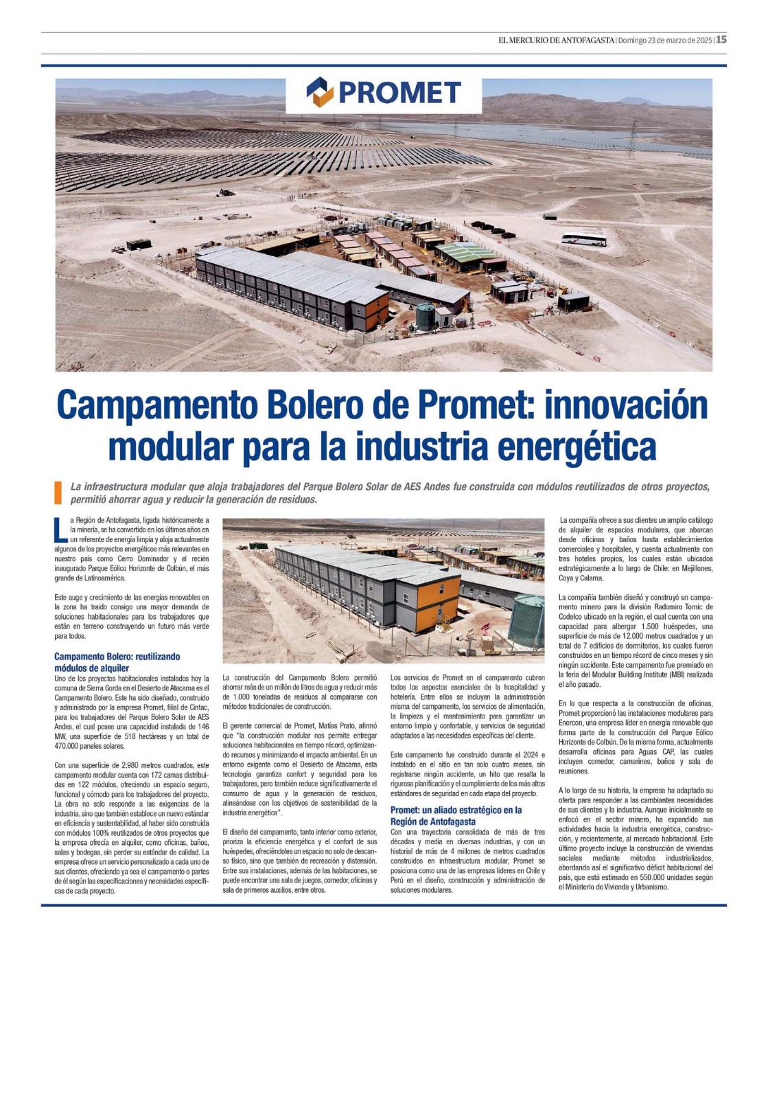 Imagen proyecto de PROMET Servicios SpA
